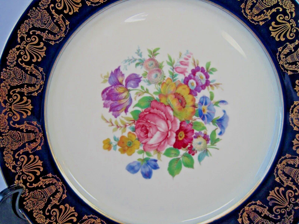 Plato de Cena De Colección Rosenthal Selb Bavaria Azul Cobalto Dorado Marfil 10" D Excelente Foto 2 de 4