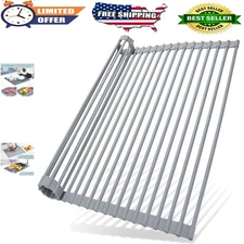 Silicone Wrapped Over Sink Dish Drainer - Compact Design for Organized Kitchens