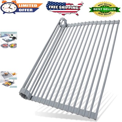 Silicone Wrapped Over Sink Dish Drainer - Compact Design for Organized Kitchens