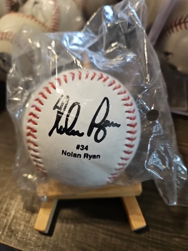 Nolan Ryan Printed Signed Baseball With STATS