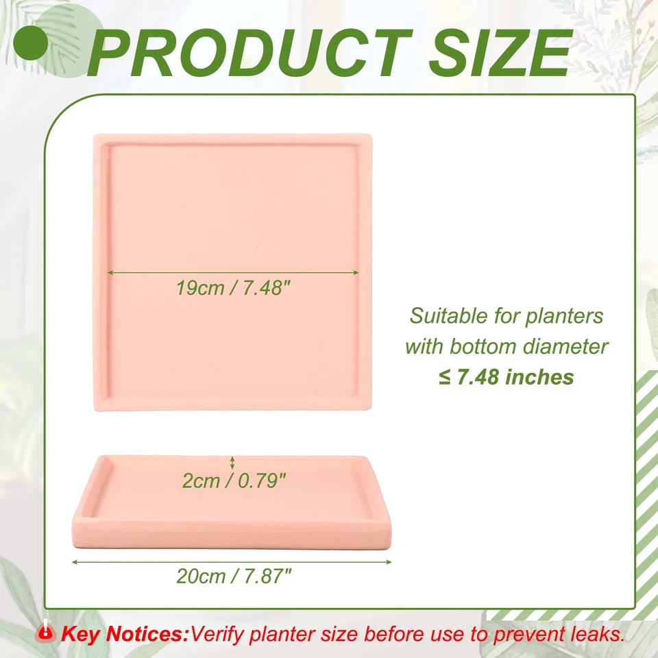 7.5 Inch Square Ceramic Plant Saucers, Pink - Image 2 of 4