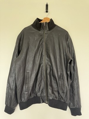 French Connection Herren Bomberjacke schwarz Leder XXL perforiert FCUK