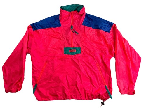 90’s De Colección Columbia Rosa Caliente Cortavientos Hombres’s L 1/4 Cremallera Anorak Chaqueta Pullover - Imagen 3 de 10