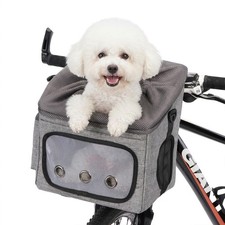 Dog Bike Basket Foldable Pet Carrier, Dog Car Booster Seat with Mesh Windows,...