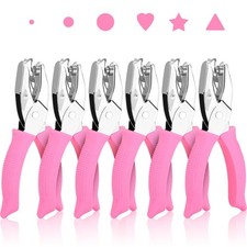 6 Pcs Hole Punch Set for Crafts - 1/16" 1/8" 1/4" Shapes Circle, Heart, Star...