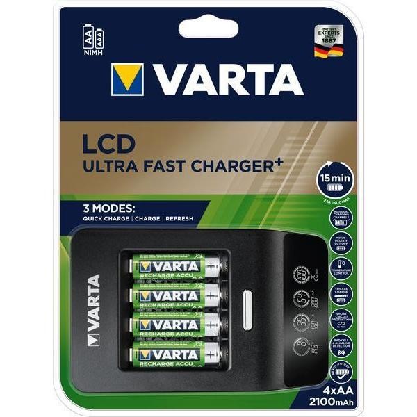Varta LadegeräT Lcd Ultra Fast Charger+ Inkl. 4X Aa 2100Mah 57685101441 (4008496-image