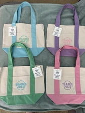 Trader Joe’s Mini Pastel Canvas Tote Bag Set Of 4 Colors Limited (New With Tag)