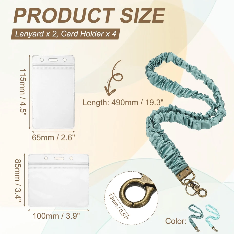 Paquete de 2 cordones Scrunchie 4 tarjeteros, verde/azul claro Foto 2 de 4