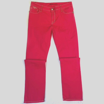 Blue Fire Co Womens Nina Slim Straight Jeans W32 L31 Fuchsia Pink Stretch