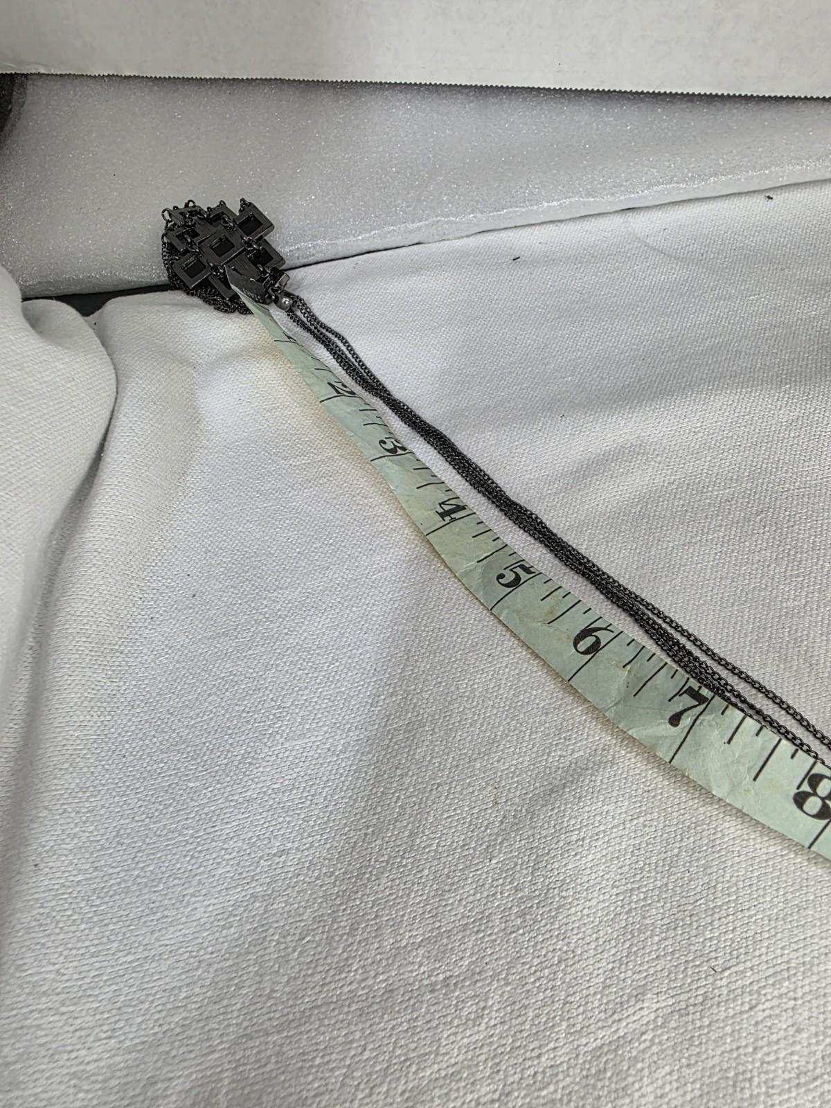 Park Lane Black Pyramid Fringe Chain Necklace Geometric Tiles Design New (Read⬇️