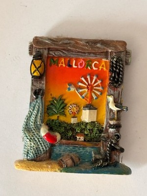 Mallorca Kühlschrankmagnet 3D handbemalt Harzrahmen Windmühle Ansicht Reise Tourismus 