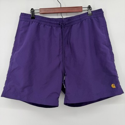 Carhartt WIP Chase Swim Trunks Mens XL Purple Mesh Lined Drawstring Summer Beach
