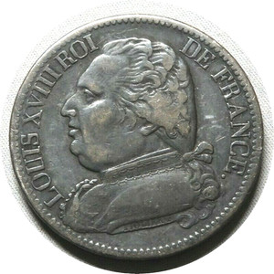 elf France Kingdom First Restoration 5 Francs 1814 M  Silver  Louis XVIII