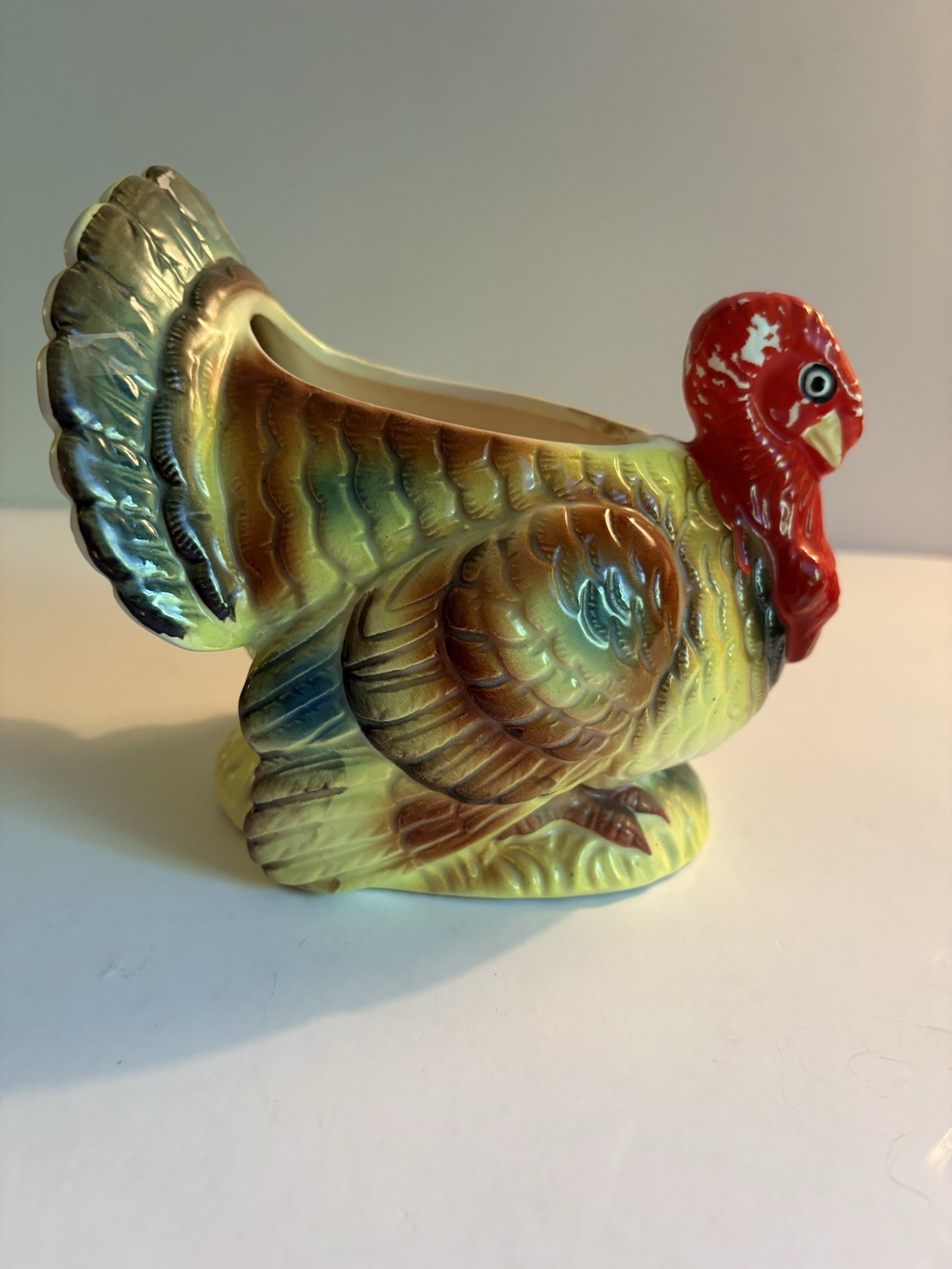 Relpo Turkey Thanksgiving Ceramic Planter #6880 Japan 5 1/4” Stamped Vintage