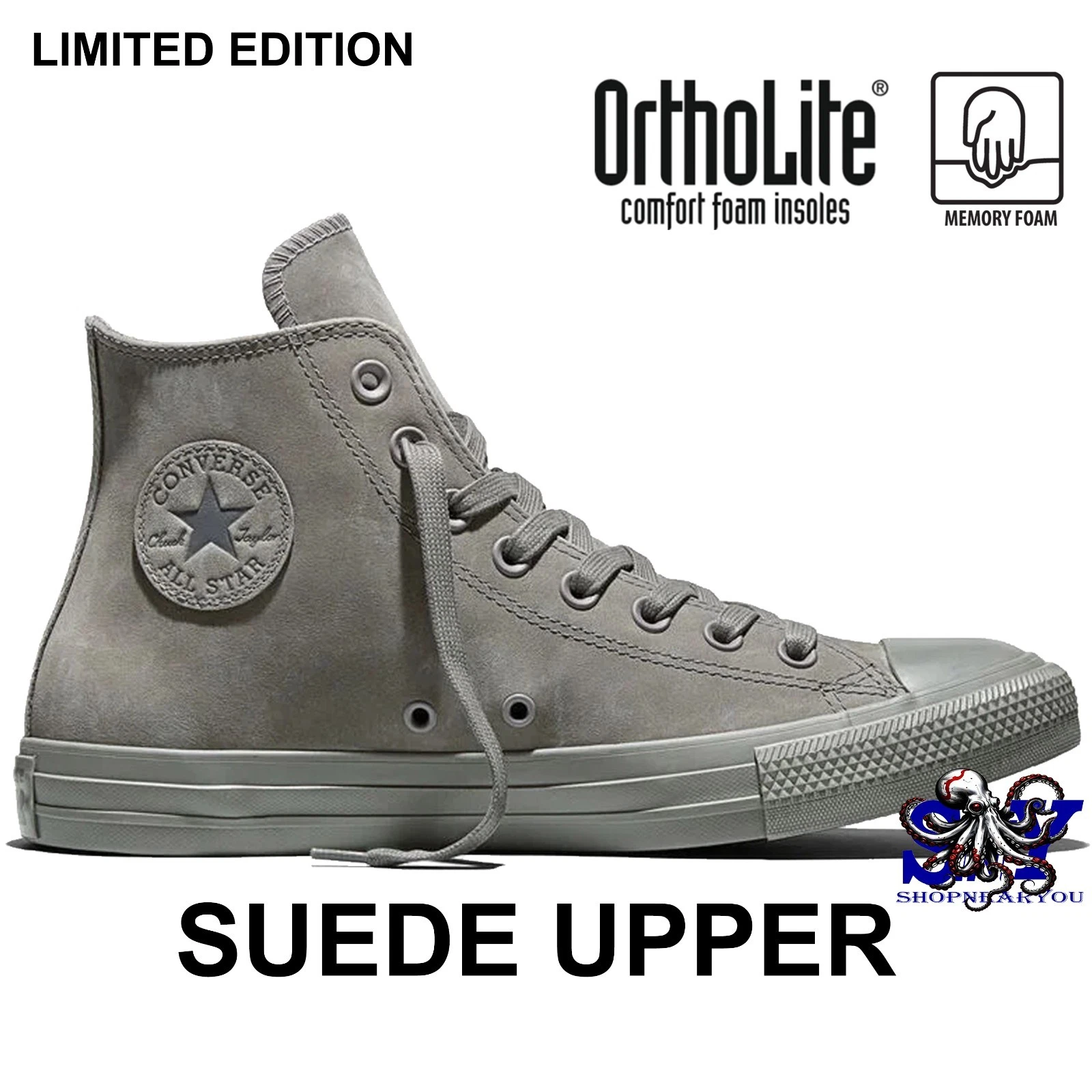 CONVERSE Chuck Taylor All Star Suede Men's Sneakers High Top Shoe NEW Kicks Gray