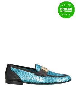 Scarpe mocassino in pelle Dolce & Gabbana prezzo consigliato €895 US11 UK10 EU44 paillettes Made in Italy