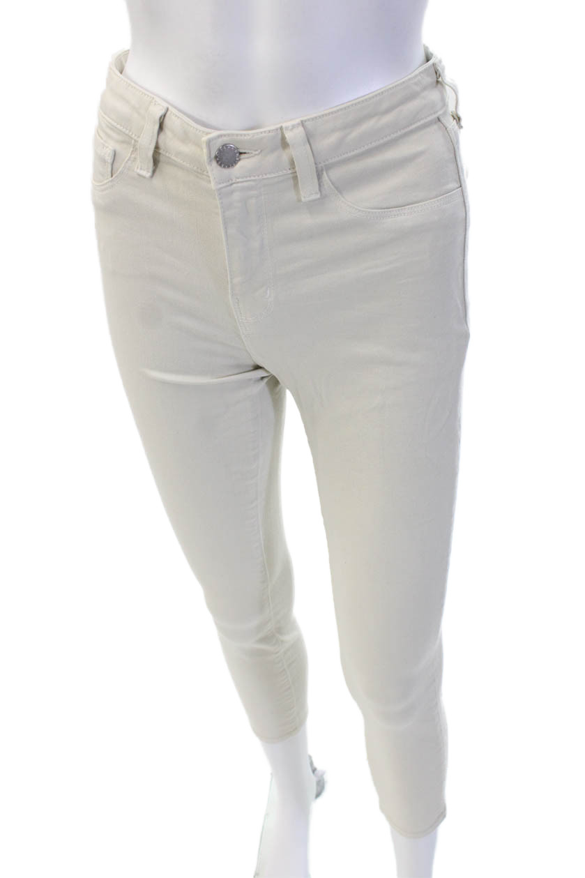 L'Agence Womens High Rise Ankle Cropped Jeans Beige Size 26Free Shipping in US $100+ Orders | $6.95 Orders Below
