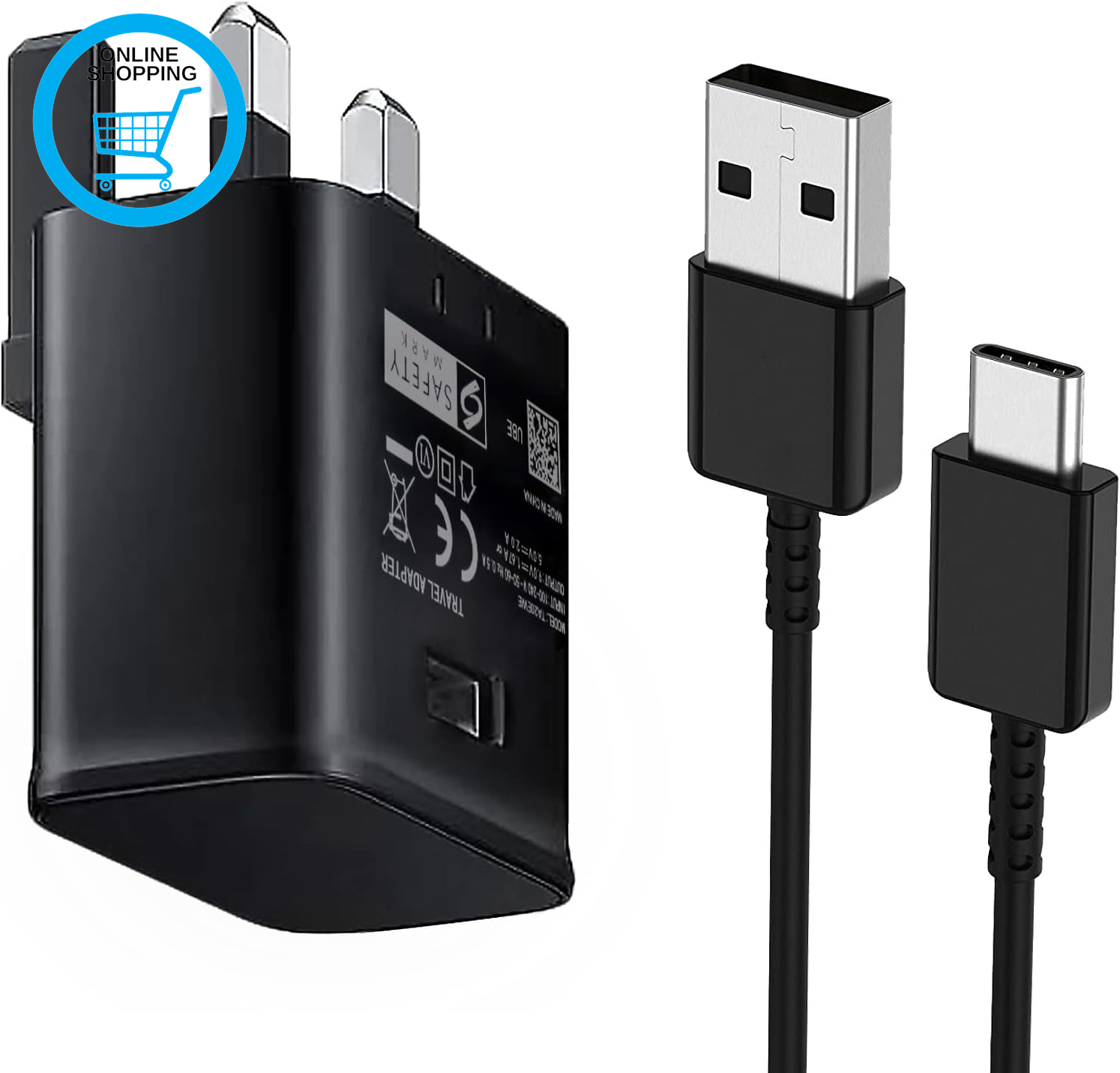 15W USB Fast Adapter Charger Plug for Samsung,  USB Mains Wall Charger with Type