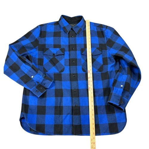 rag & bone Shirt Jacket Mens XL Blue Black Buffalo Plaid Flannel CPO Shacket image 6