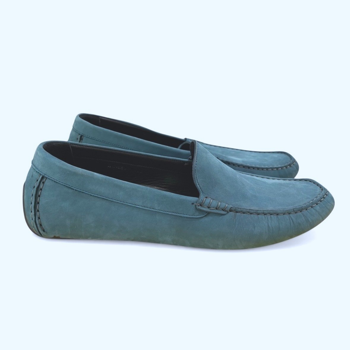 Piloti Teal Blue Suede Driving Loafers Mens US 12 Made in  display picture 1