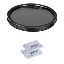 Tiffen Variable ND Filter with 2-Pack Microfiber Cloth Kit 62mm, 2 to 8-Stop