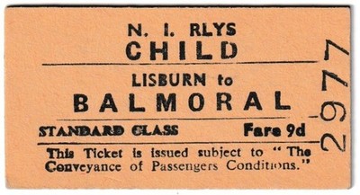NORDIRLAND RWYS.       - Lisburn - Balmoral KINDERTICKET