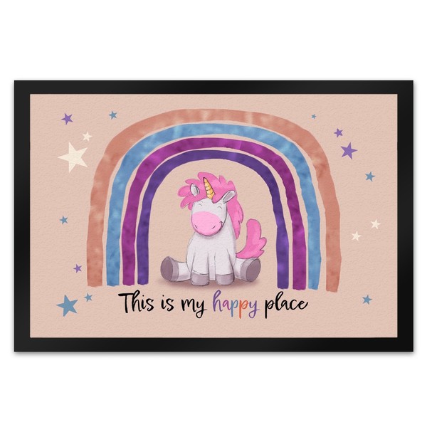 This Is My Happy Place FußMatte XL In 40X60 Cm Mit Niedlichem Einhorn-image
