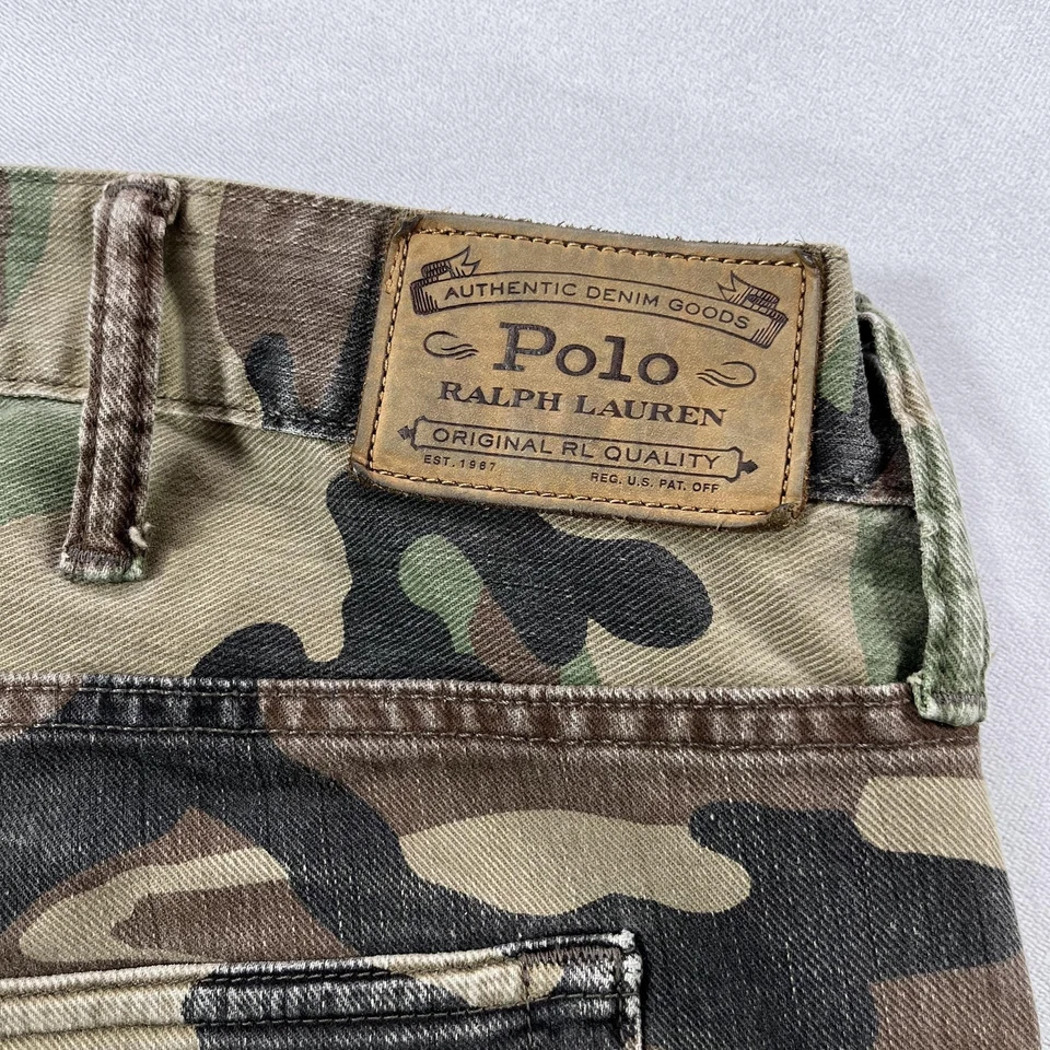 Pantalones de mezclilla Polo Ralph Lauren para hombre 44x32 verde camuflaje Hampton calce recto relajado Foto 4 de 4