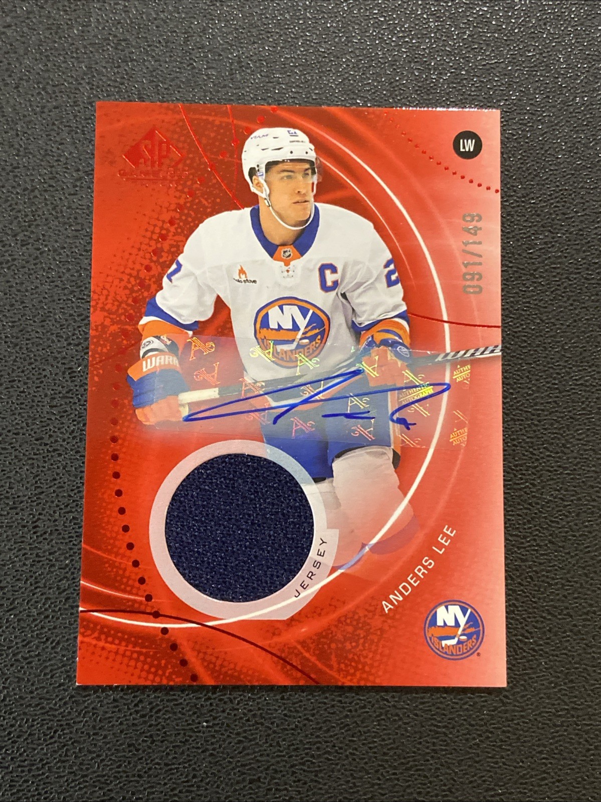 2025-26 Upper Deck Sp Game Used Authentic - Anders Lee Red Auto Jersey /149