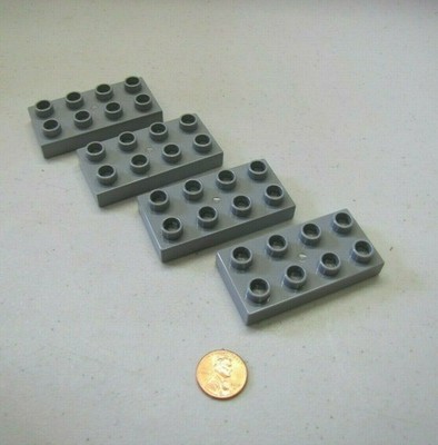 Lego Duplo 4 THIN 2x4 LIGHT GREY BRICKS BLOCKS Building Block House Castle