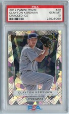 2012 PANINI PRIZM CLAYTON KERSHAW #29 CRACKED ICE SP PSA 10 GEM 💎 MINT POP 3