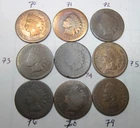 1870, 1871, 1872, & 1873 * 9 ! Semi KEY Date INDIAN HEAD Pennies * USA $5. SHIP