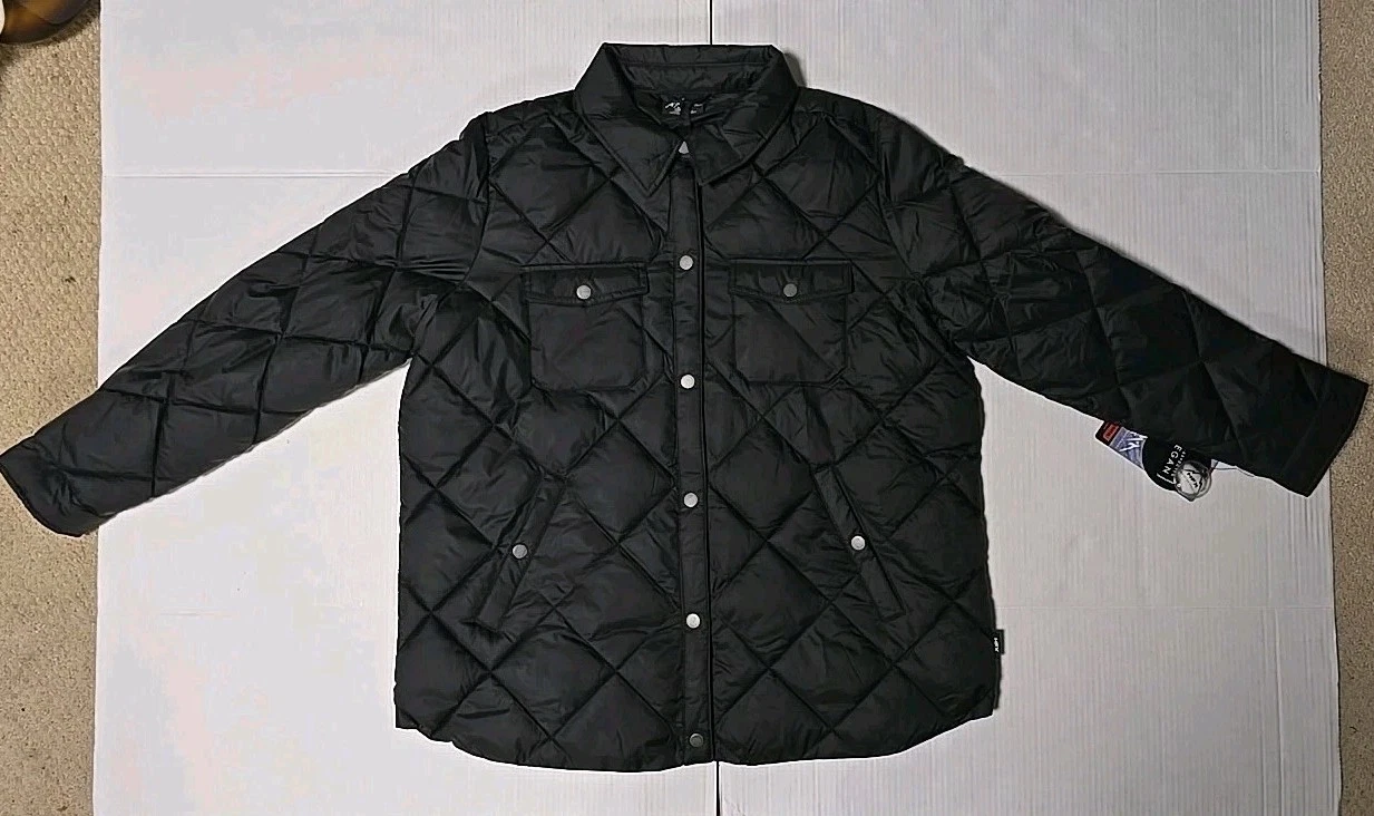 HFX Puffers Quilted Buton Up Jacket FULL Vegan Lined Black Size XL/TG