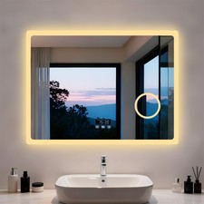 Beleuchteter Spiegel mit Vergrößerung Uhr Badspiegel Antibeschlag Bluetooth