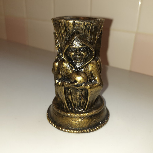 Wicca Resin with Bronze Finish Triple Goddess Candle Holder 3.5" tall x 2.2"