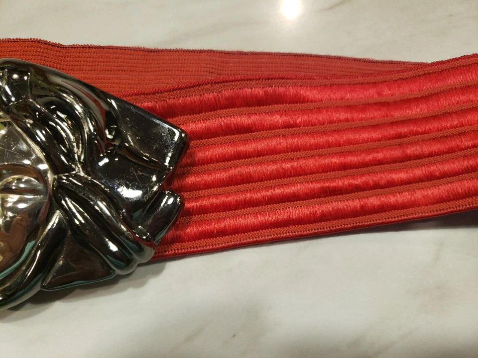 Vintage Charmant Belts Beverly Hills Chic Sleek  Red Stretch Belt Buckle - Image 3 of 4