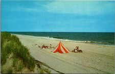 Vintage Postcard Girl Scout Camp Edey Bayport Long Island New York Beach Scene