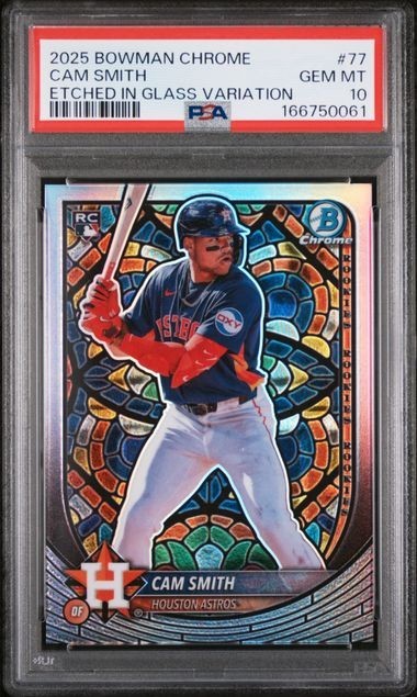 2025 Bowman Chrome Cam Smith #77 Etched in Glass Variation (RC) PSA 10
