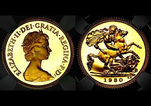 Top Pop 1980 Elizabeth II Great Britain Proof Gold Half 1/2 Sovereign NGC PF70