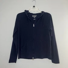 Coolibar Seaside Hoodie Womens Small Navy Lightweight Pockets Full Zip UPF 50+