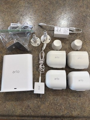 ARLO PRO 3 Security Camera System Wireless 4 Camera 2K QHD HDR White W/ Smarthub