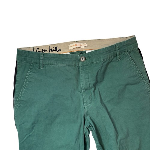Tory Burch Hose Damen 29 grün Bündchen schwarz Seitenstreifen Baumwolle - Bild 3 von 7