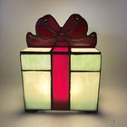 LED Lighted Gift Package Accent Lamp Stained Glass Christmas River of Goods