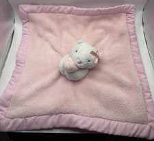 Carter's Pink and White Kitten Cat Lovey Security Blanket Pink Ribbon 13 In
