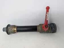 Vintage Brass Fire Hose Nozzle w/ Shutoff Lever & Ribbed Grip (241)