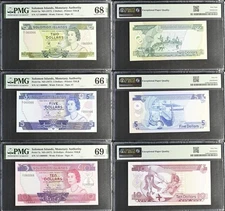 Solomon Islands ND 1977 P 5a 6a 7a UNC PMG 66 68 69 EPQ Set 3 p Macth No. 060066