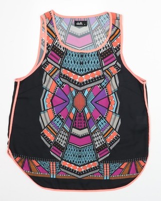 Dotti Damen Mehrfarbig Geometrisches Polyester Basic Tank Größe 10 U-Ausschnitt