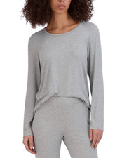 Steve Madden Women's Ribbed Long-Sleeve Sleep Tee - Grey medium