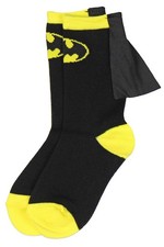DC Comics Batman Black Yellow Youth Boys Caped Crew Socks 7-9