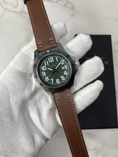 Elevon Aviator Men's Watch Green Dial Brown Leather Strap Brand New In Box